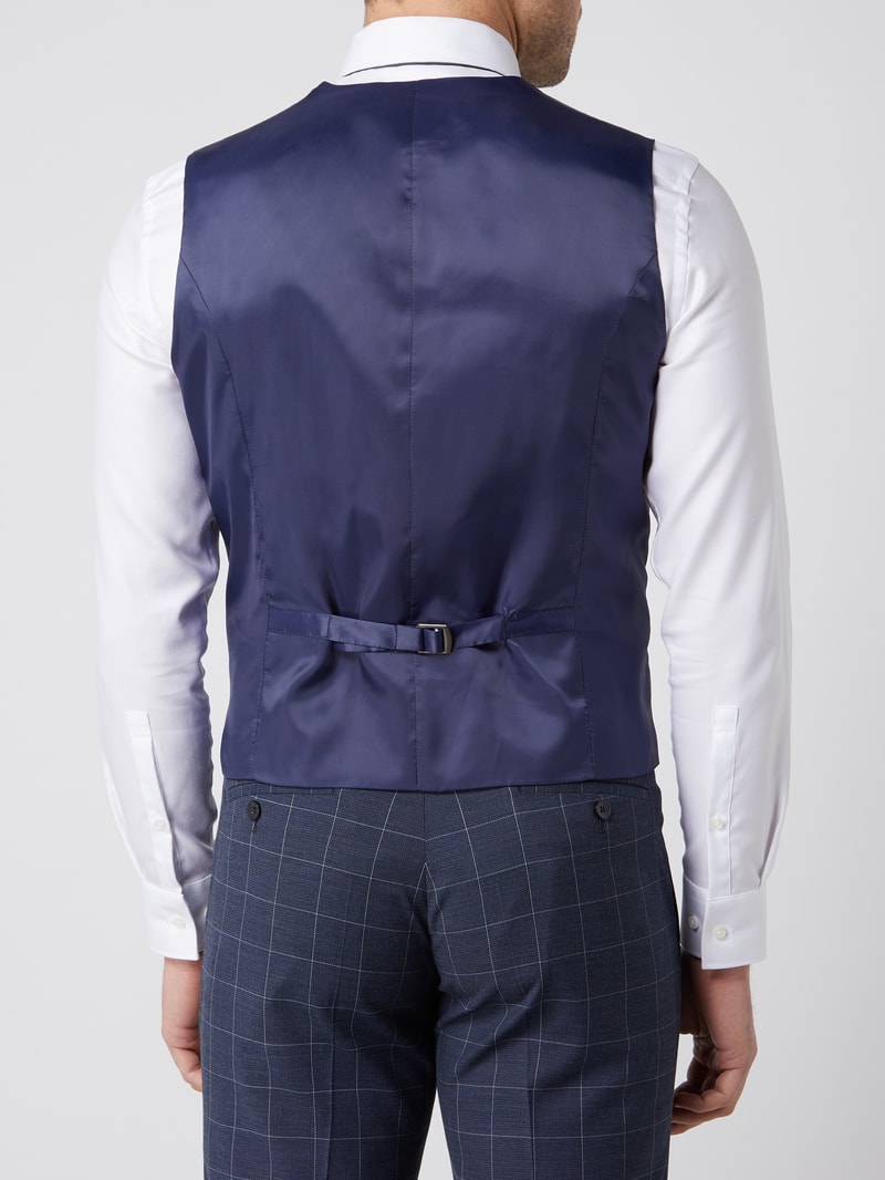 Slim Fit Weste mit Gitterkaro Modell 'Emil' in marineblau