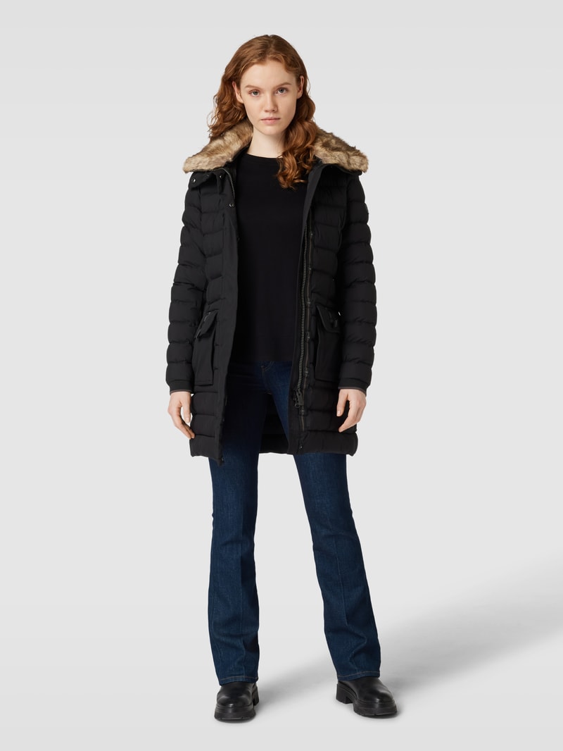 Funktionsjacke mit Kunstfellbesatz Modell 'ABENDSTERN' in schwarz