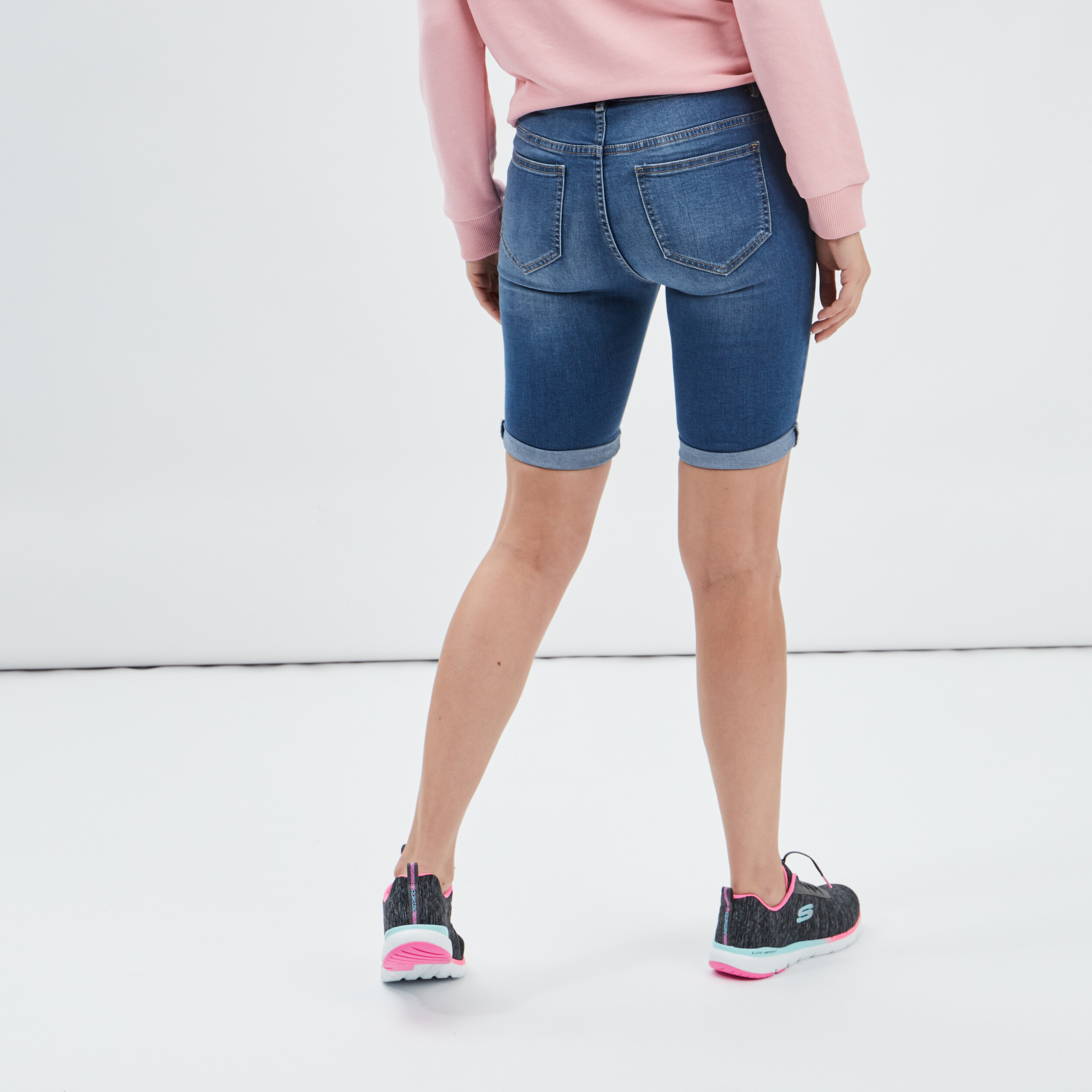 Bermuda slim en jean denim stone femme | La Halle
