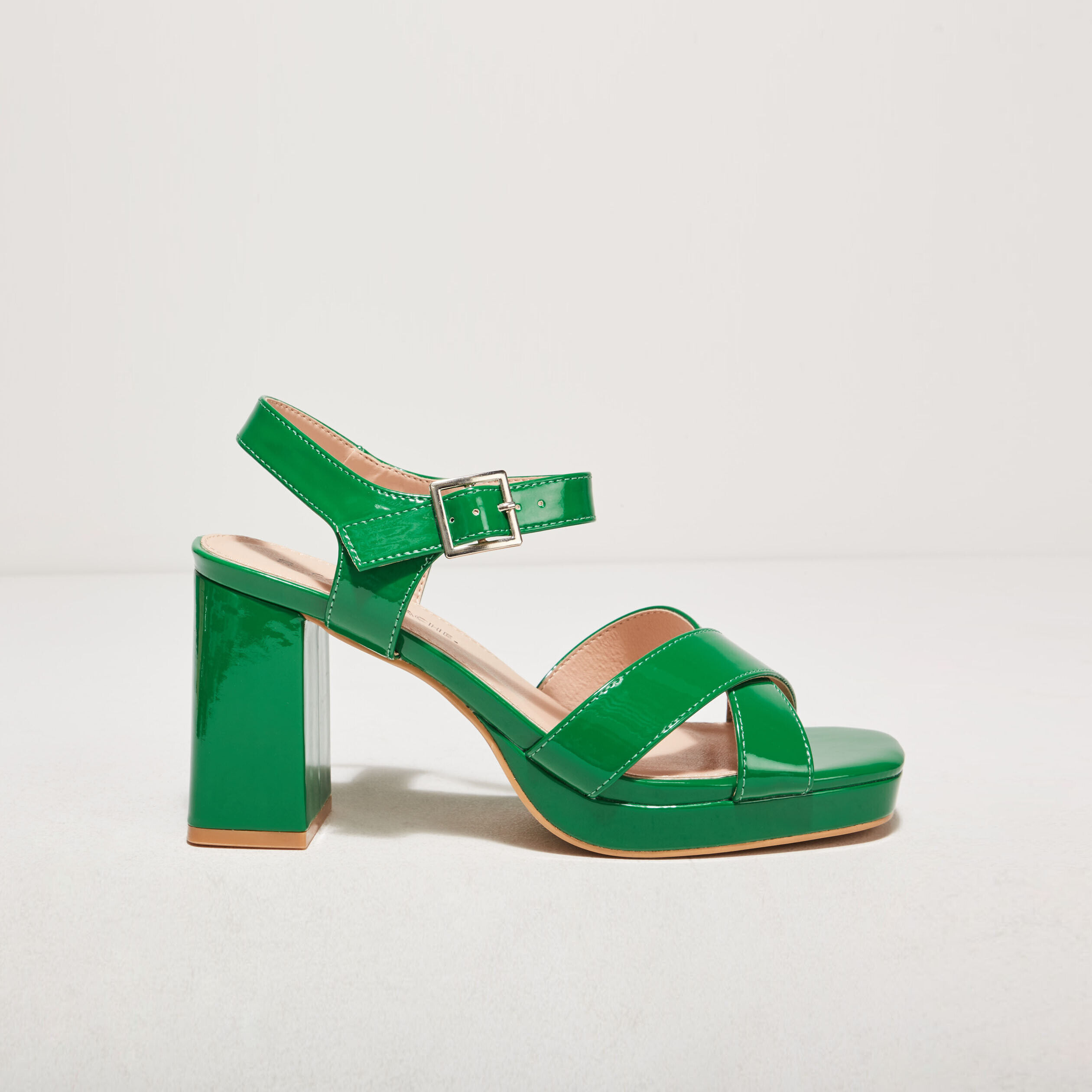 Sandales à talons plateforme vert femme | Cache Cache