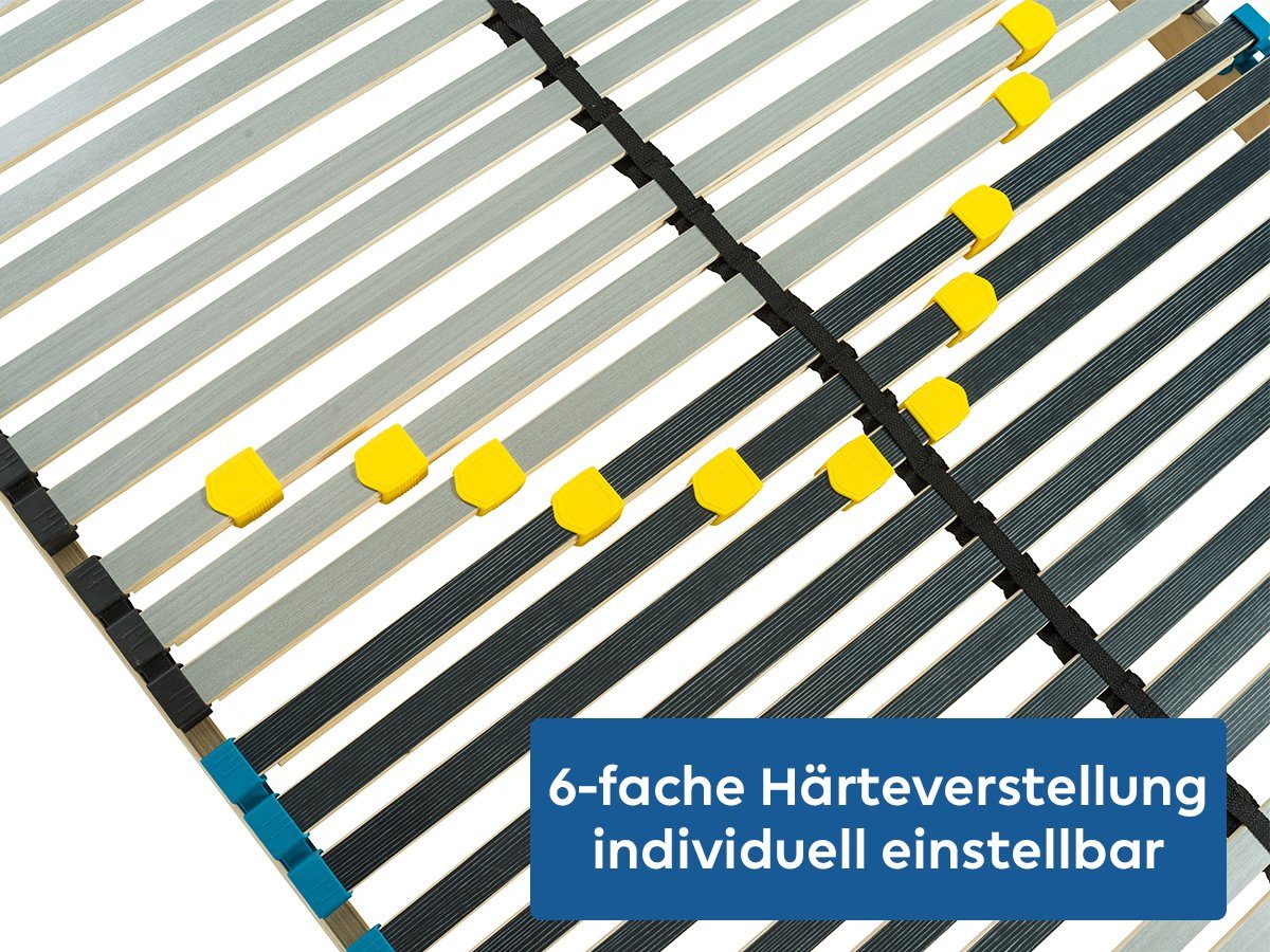 Lattenrost PREMIUM, BMM, Kopfteil manuell verstellbar, Fußteil nicht verstellbar, geräuschlose Trio HQ-Kappen, holmübergreifende Latten