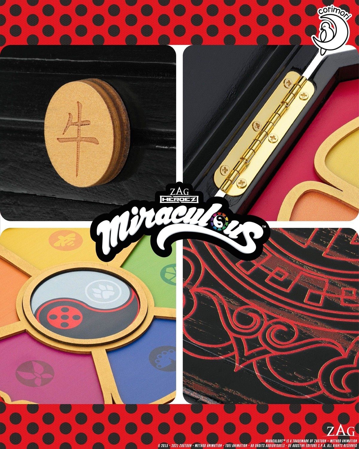 Corimori Spielzeugtruhe Miraculous Ladybug Schatulle aus Holz original, offiziell lizensiert, Master Fu Miracle Box 26cm