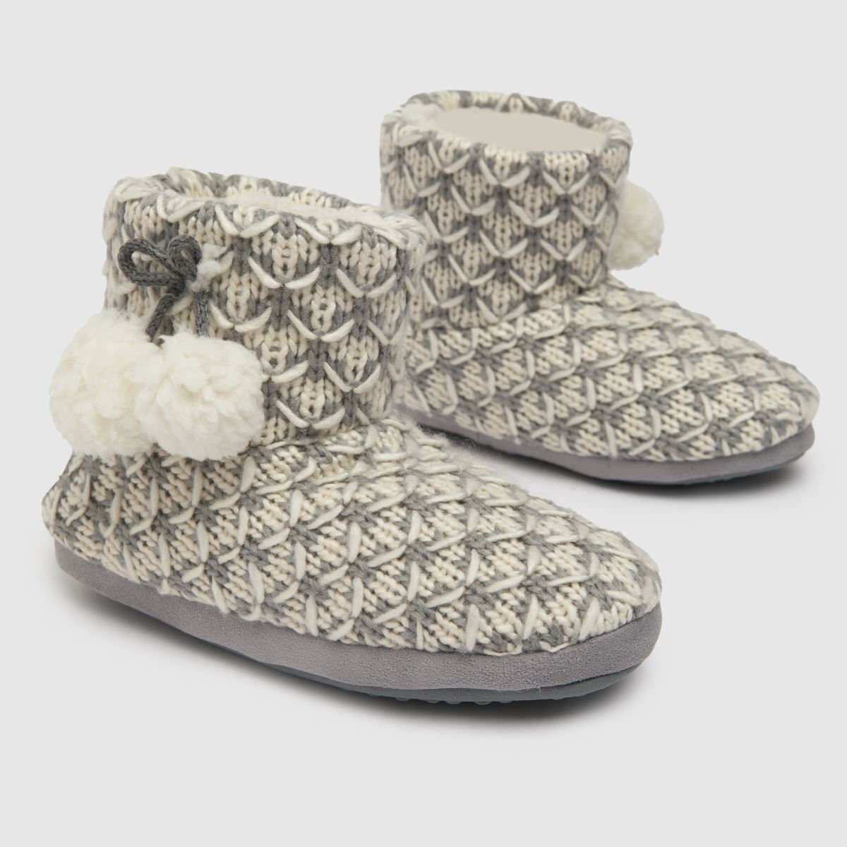 Schuh Harley stickade tofflor i vitt och grått