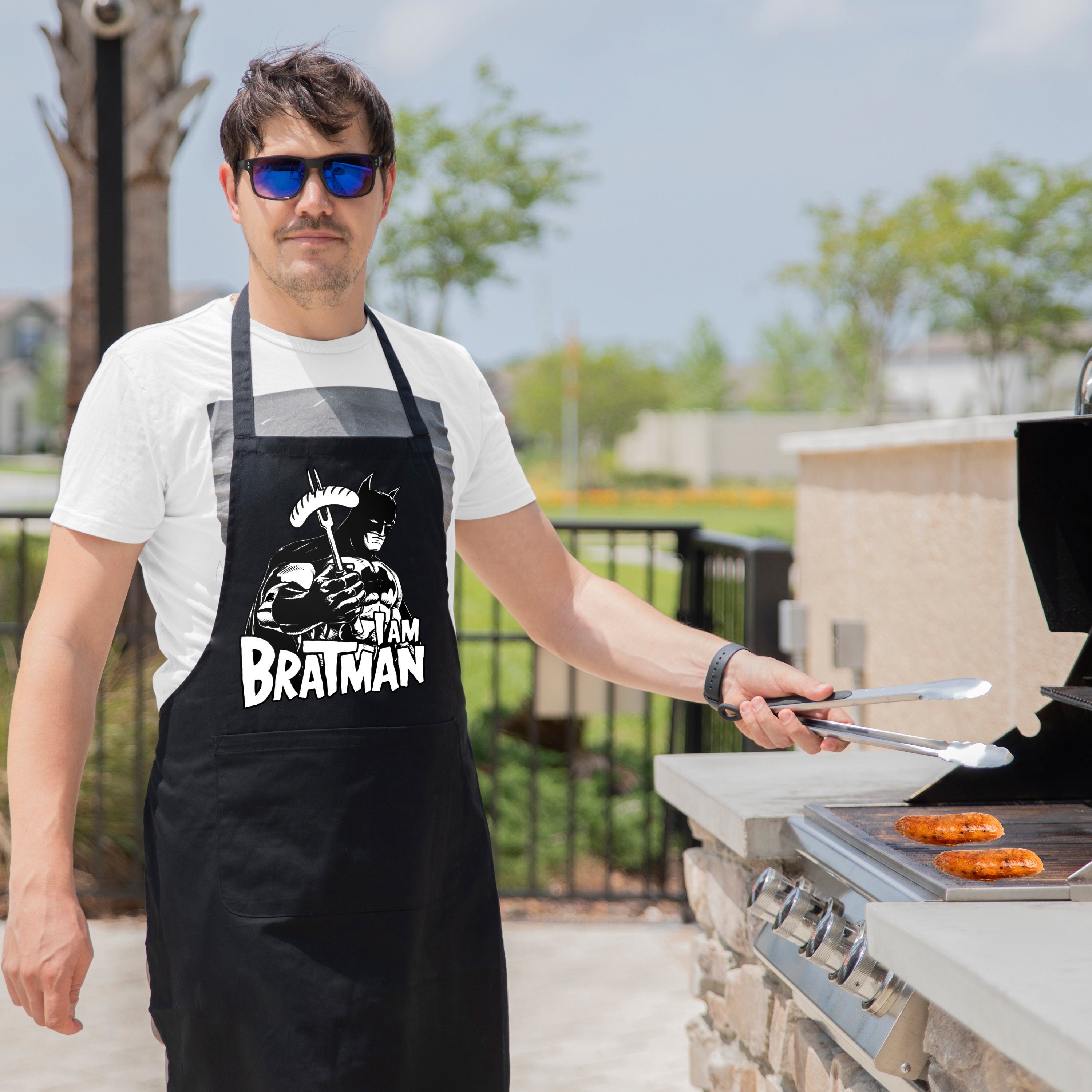 Youth Designz Grillschürze I AM BRATMAN Herren Schürze Männer Grillschürze, mit lustigem Spruch Aufdruck