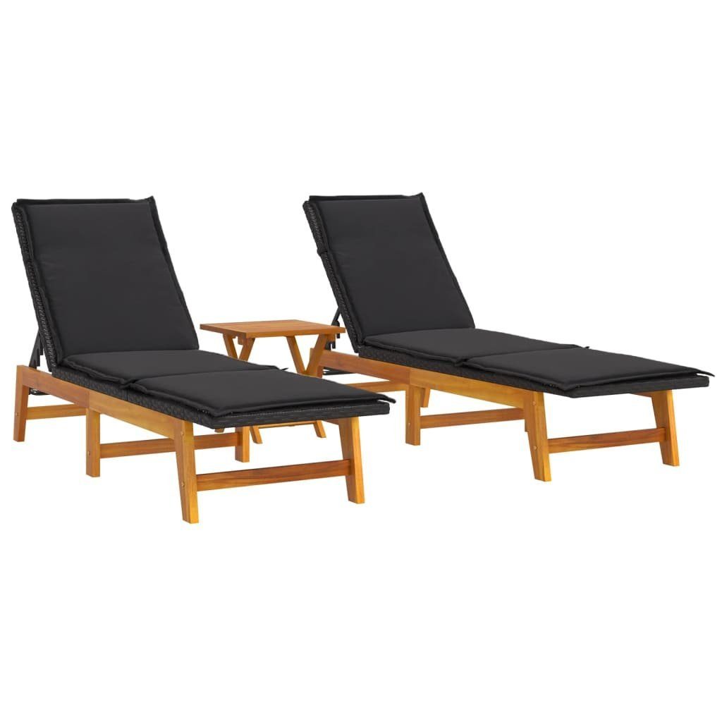 vidaXL Gartenliege 3-tlg. Garten-Lounge-Set Poly Rattan & Massivholz Akazie, 1 St.