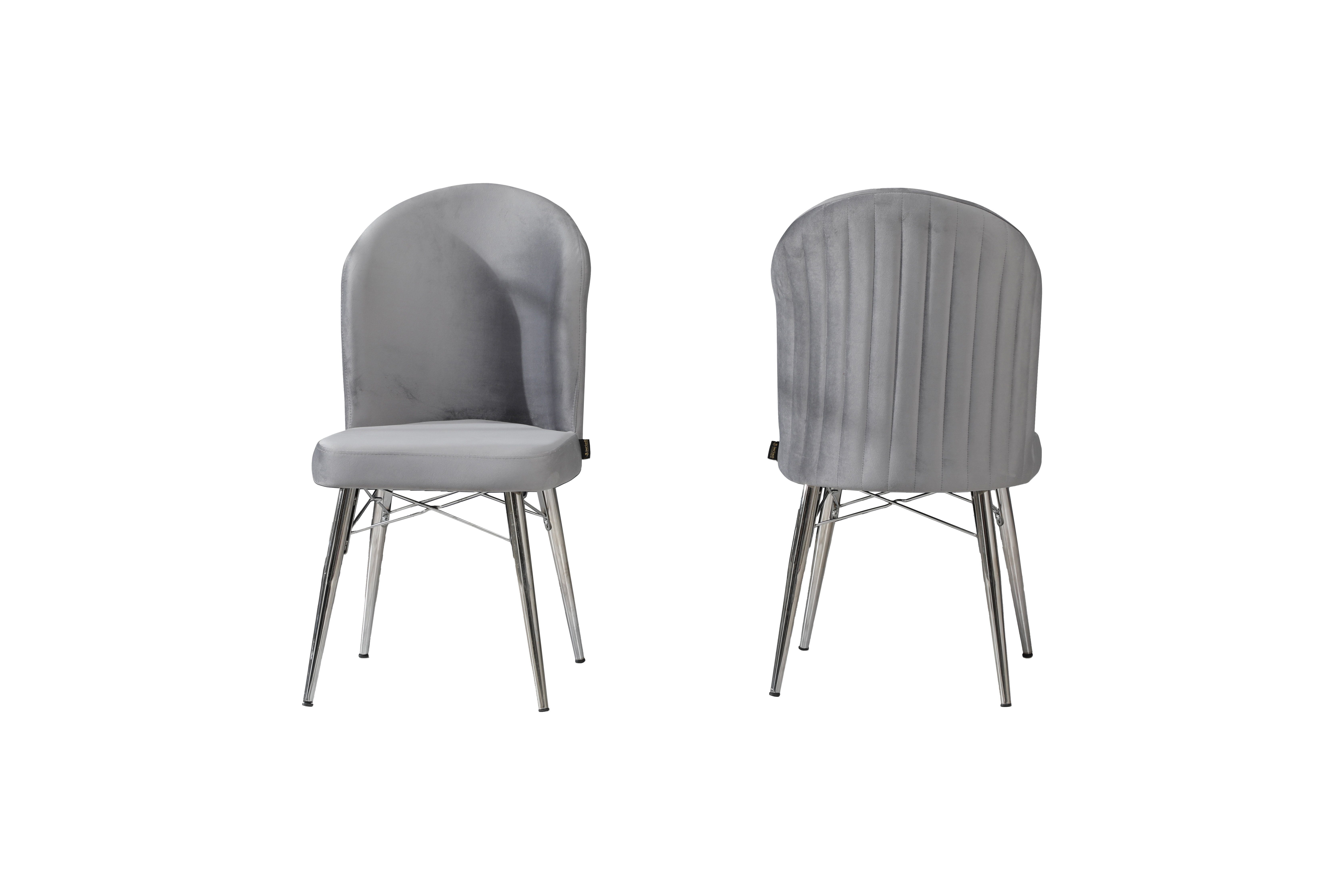 INCIMO Esszimmerstuhl SUDE mit Metall Beinen in Silber 2er Set (spar-Set)