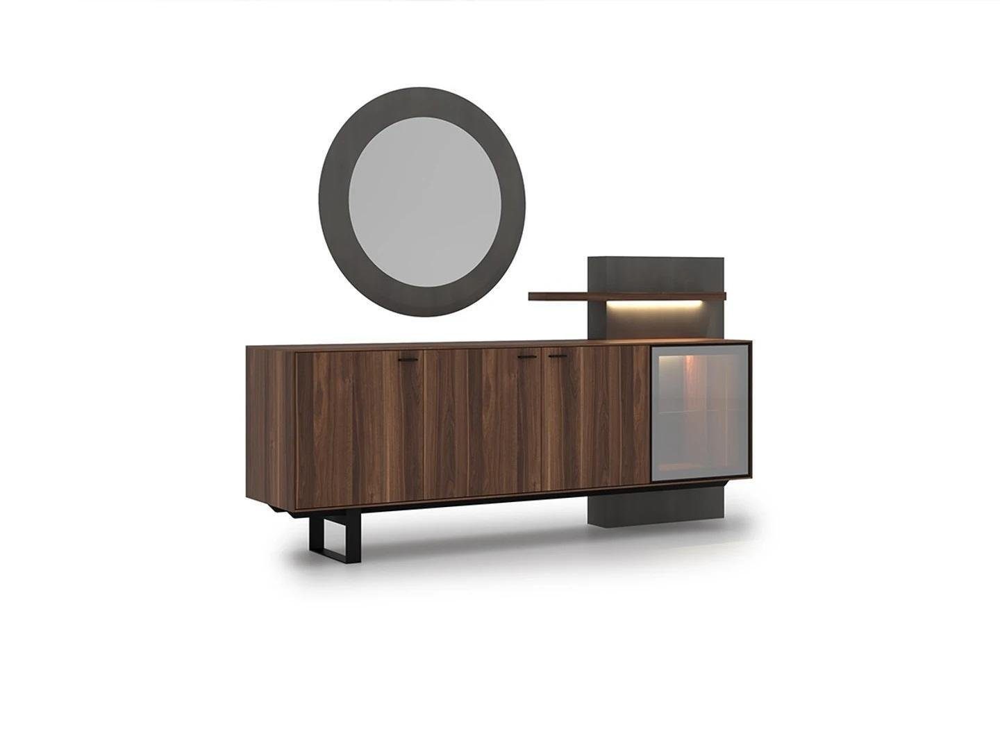 JVmoebel Esszimmer-Set Esszimmer Set 7tlg Esstisch Design Sideboard mit Spiegel Einrichtung, (7-St., 1x Esstisch + 4x Stühle + 1x Sideboard + 1x Spiegel), Made in Europa