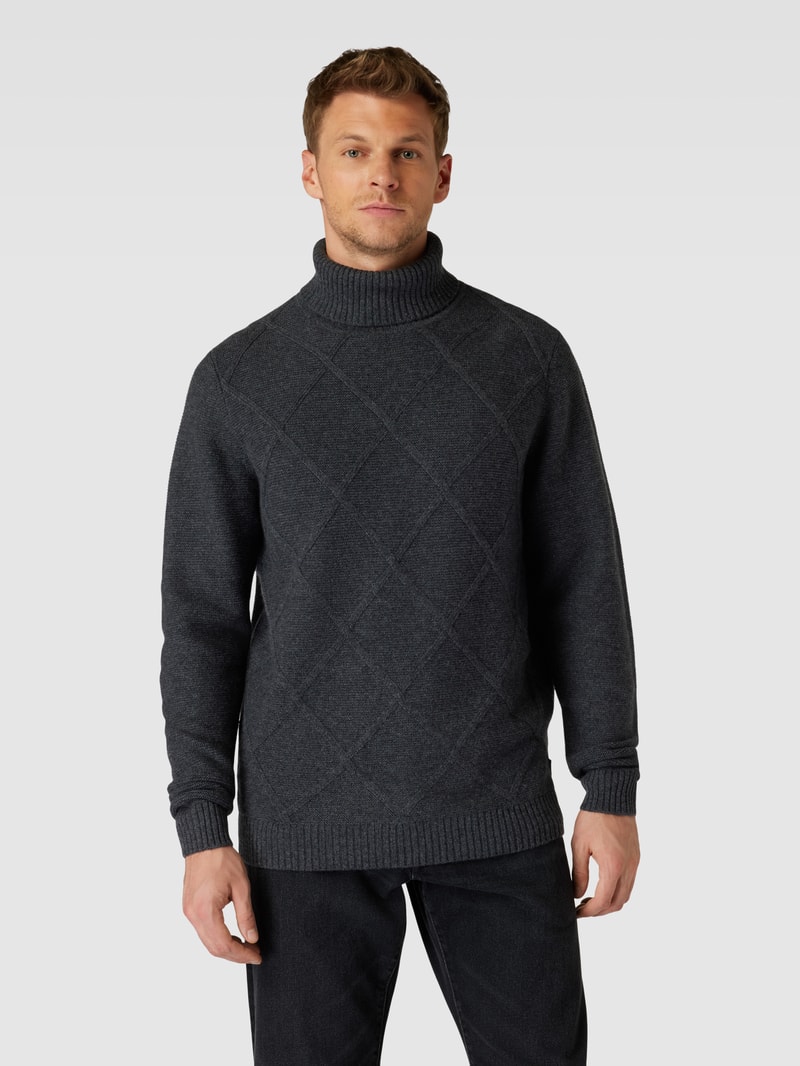 Strickpullover mit Rollkragen in dunkelgrau