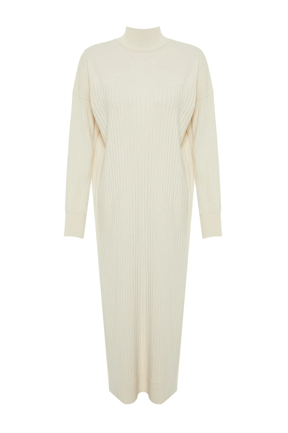 Trendyol Modest  Strickkleid mit Stehkragen in Stein TCTAW24EB00015