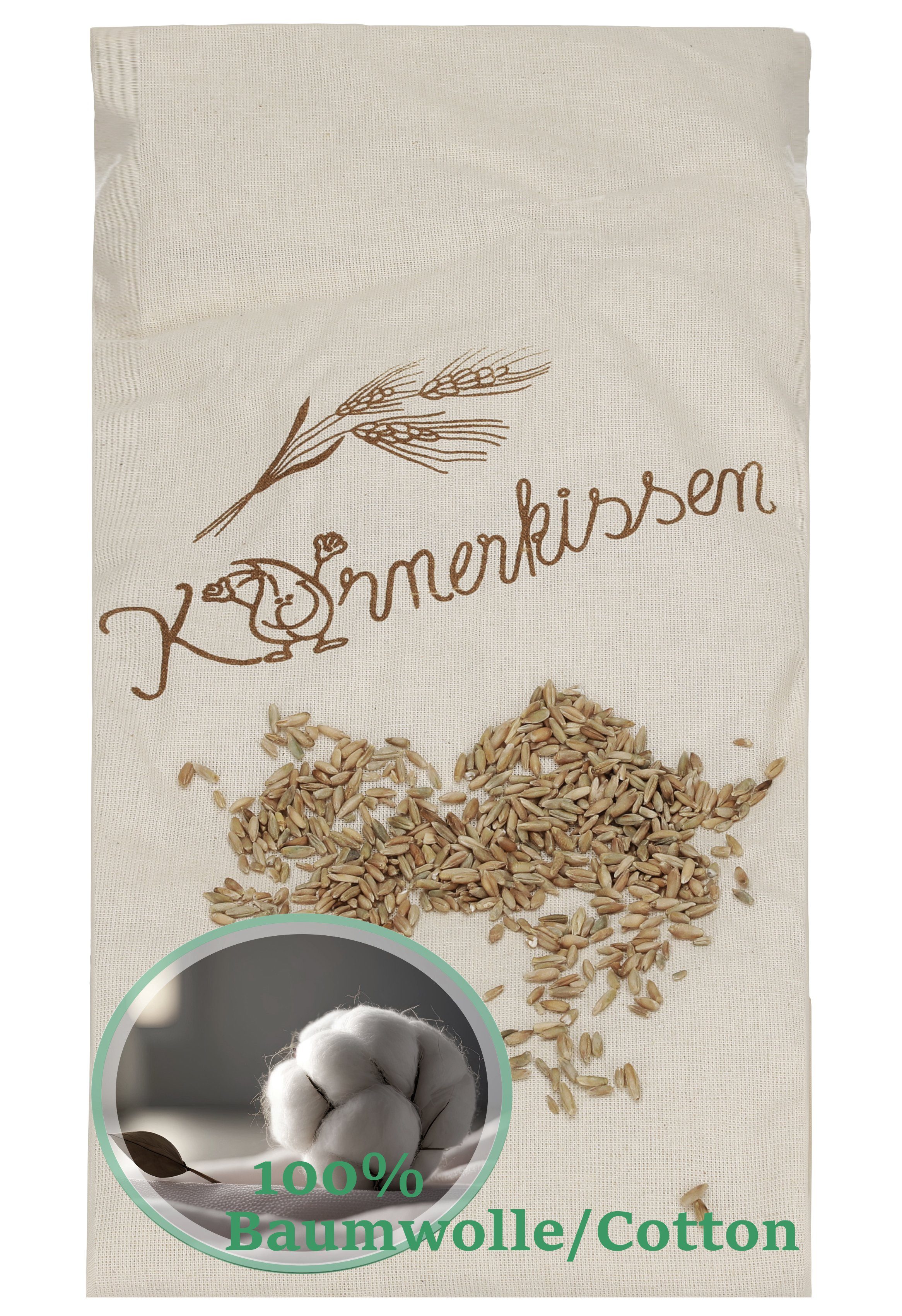 Dinkelkörnerkissen Körnerkissen Wärmekissen Nackenkissen Farbe: Beige Größe: 20 x 50 cm, Betz, Füllung: Körner, Bezug: mit Bezug, kein Set