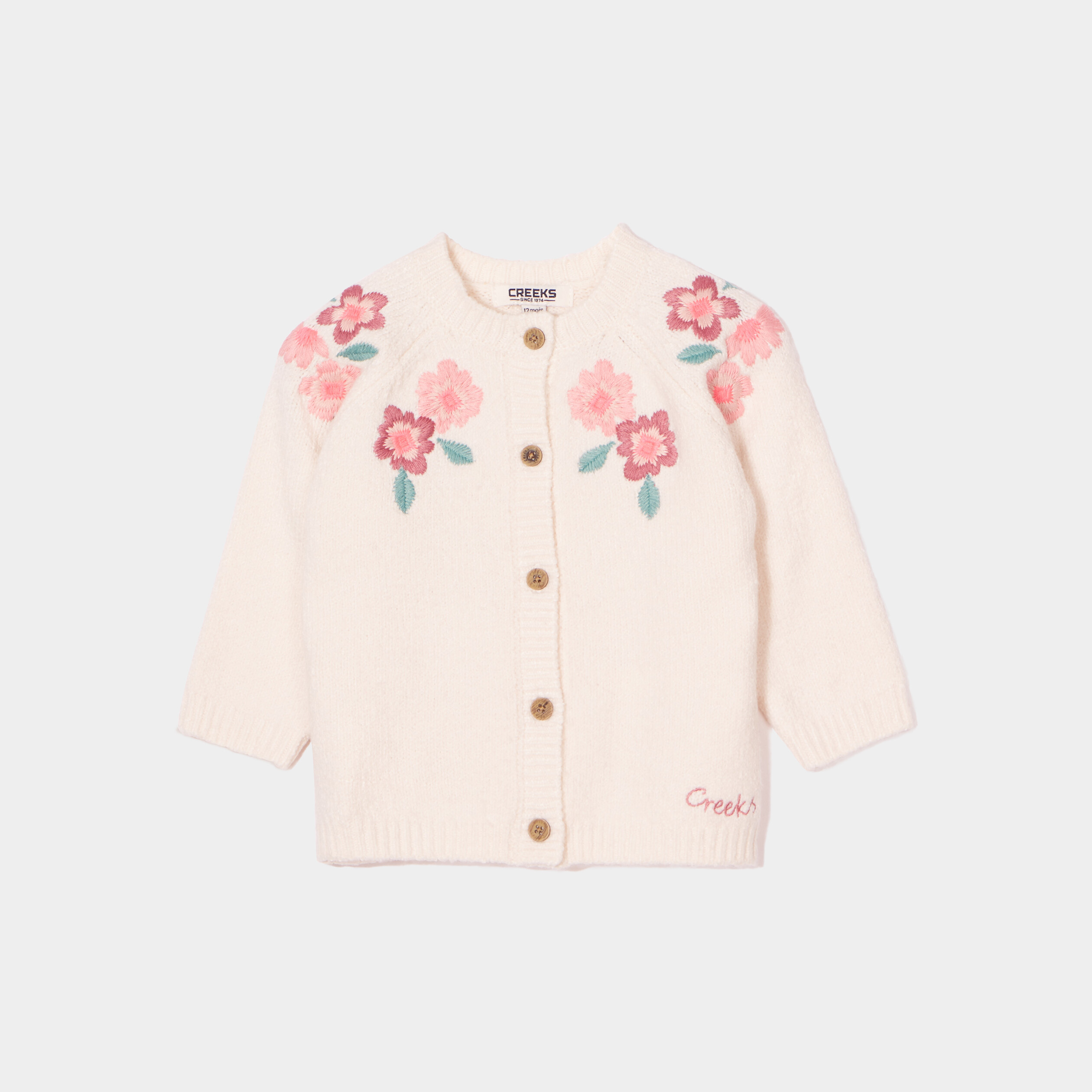 Gilet broderie boutonné Creeks creme bébé fille | La Halle