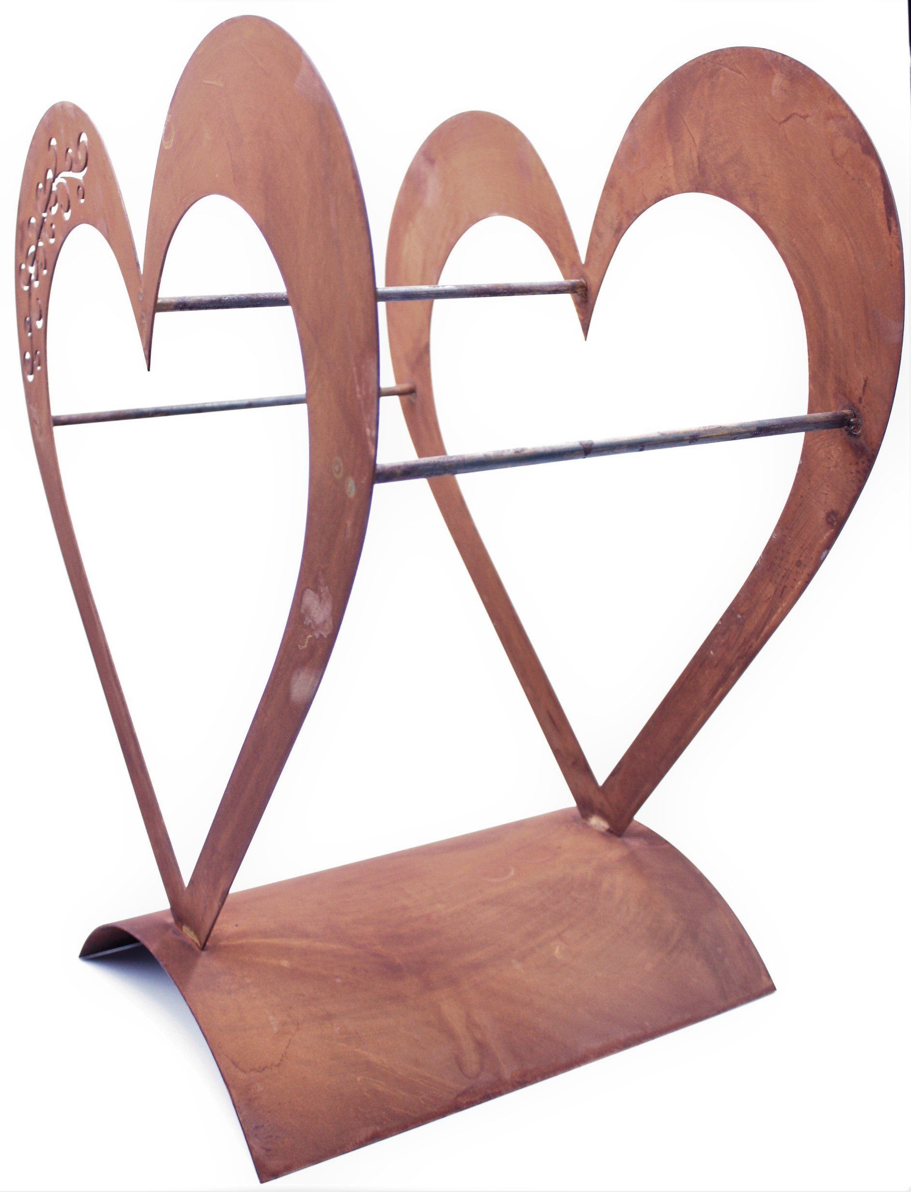 Rostikal Kaminholzregal Rost Deko Herz Holzregal, echter Rost