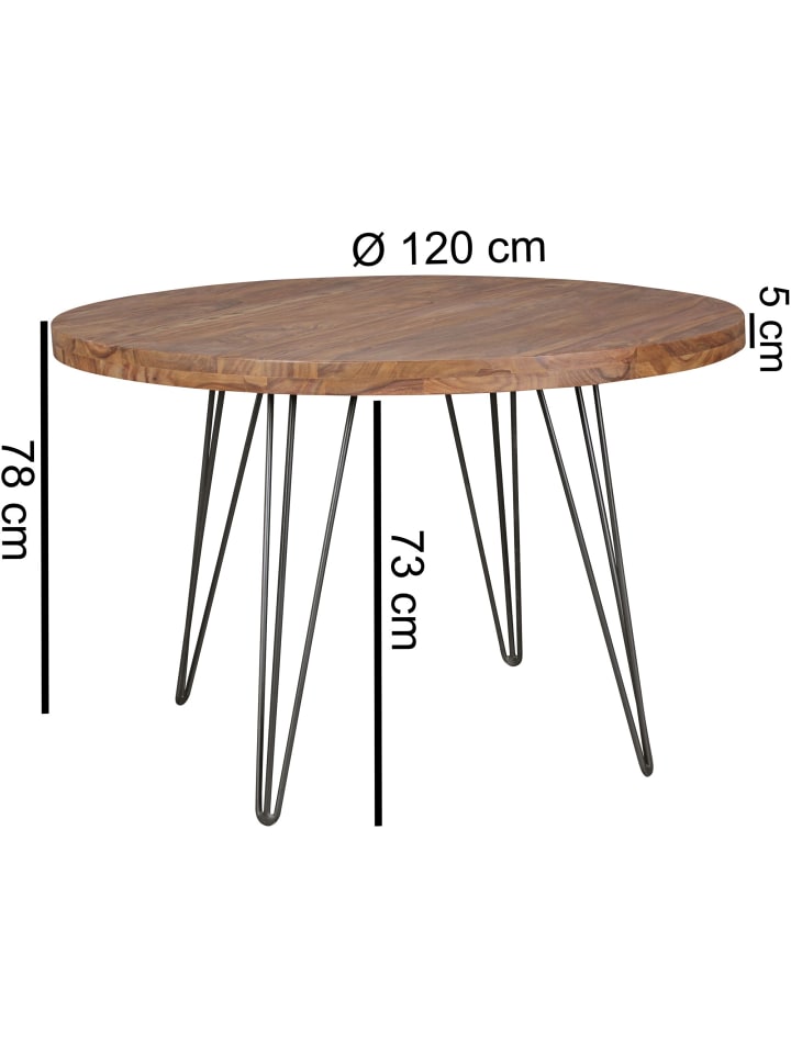 KADIMA DESIGN Design Esszimmertisch BAGLI rund Ø 120 x 78 cm Massiv-Holz günstig kaufen onesize