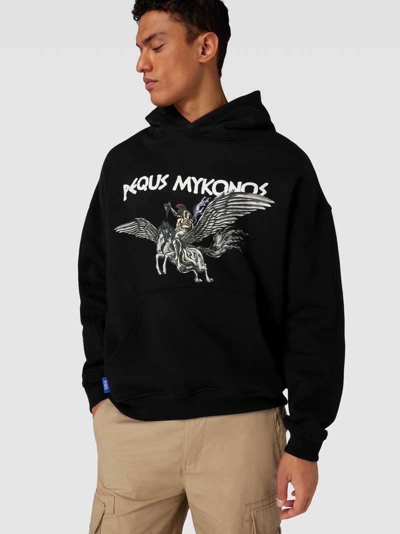 Hoodie mit Motiv-Print Modell 'Perseus' in schwarz