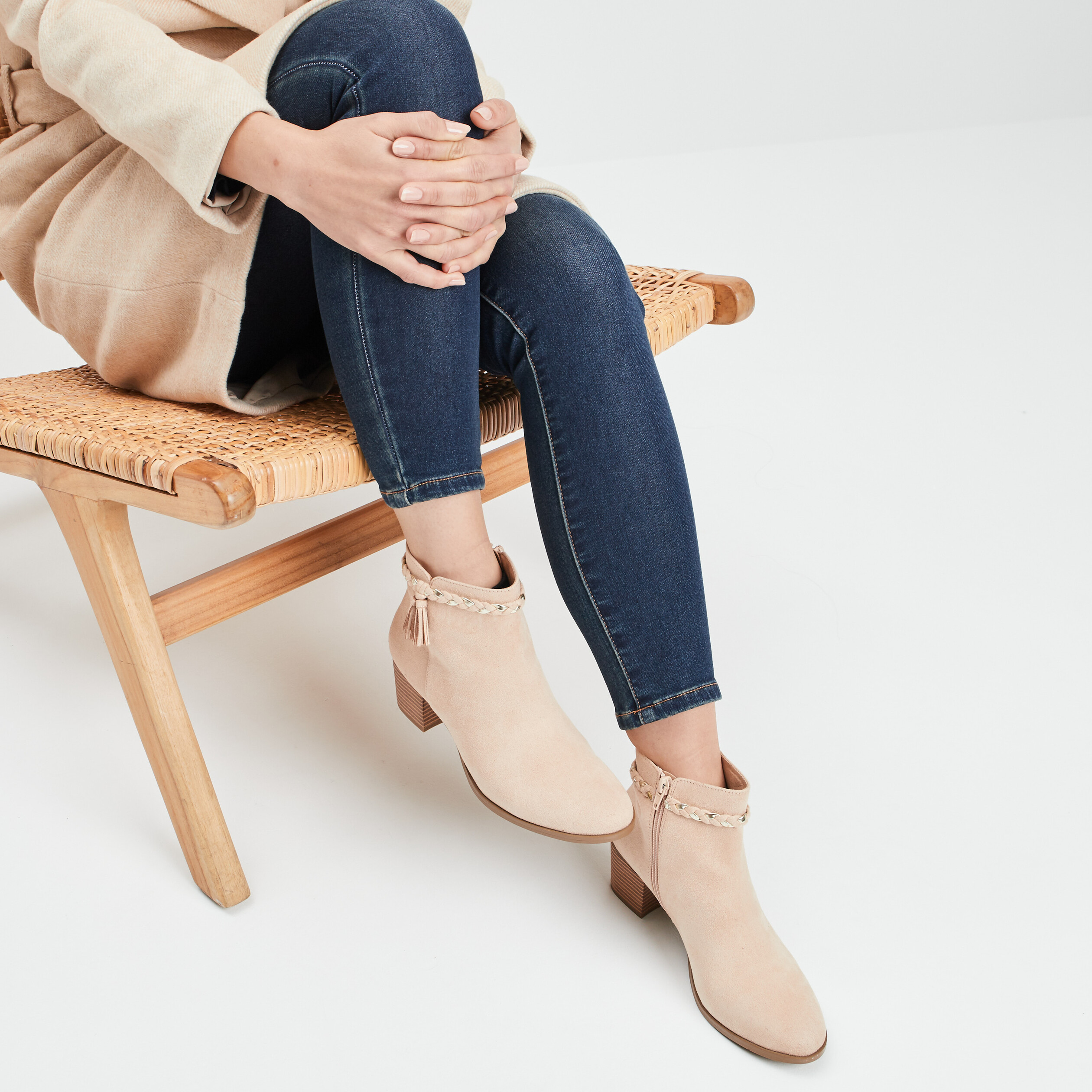 Bottines à détails tressés sable femme | La Halle