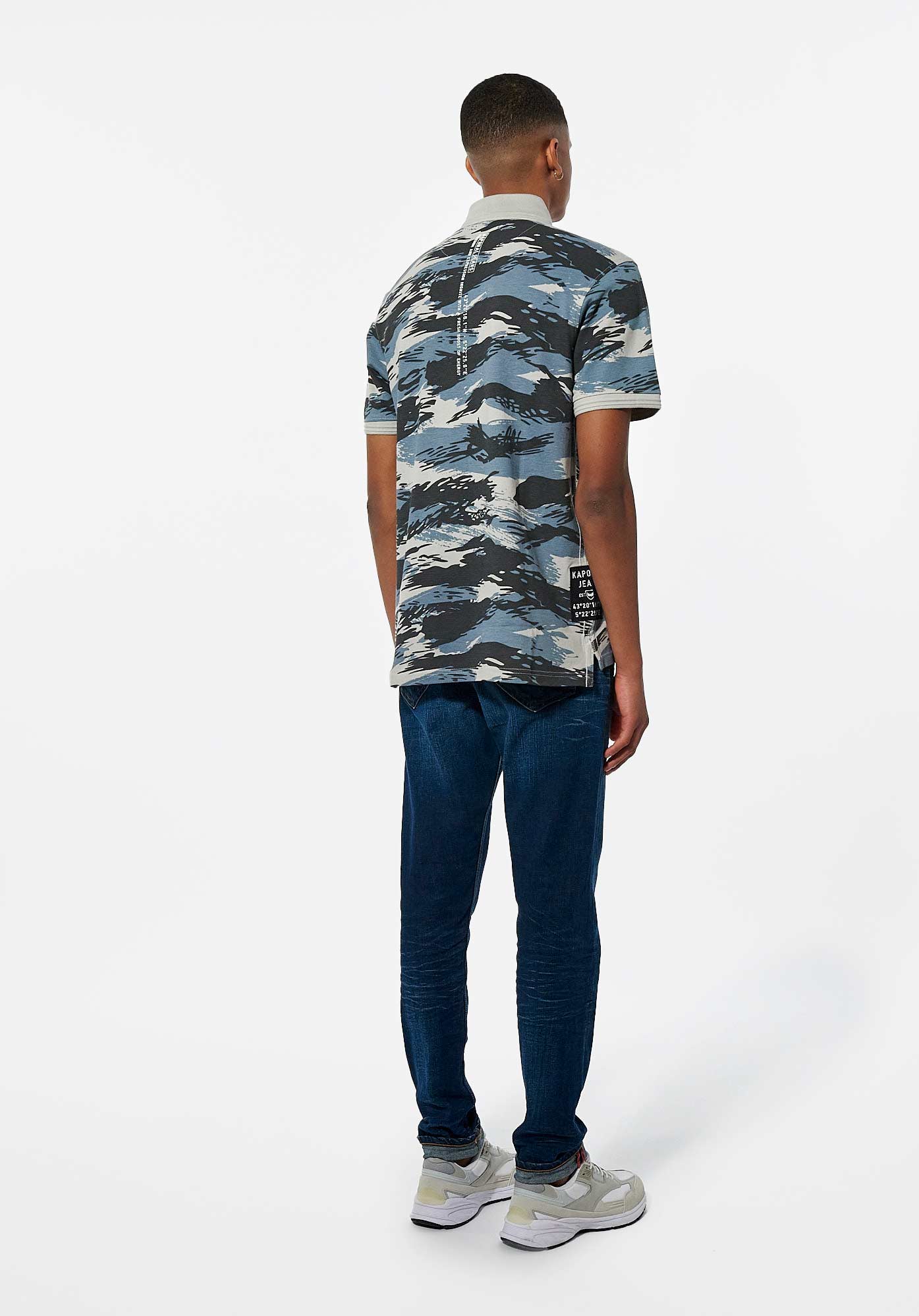 MAYER  Polo camouflage bleu Homme en 100% coton