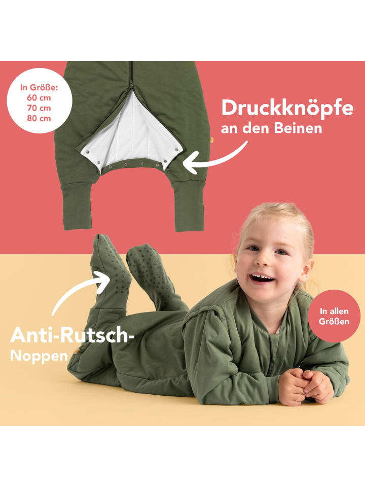 Schlummersack Schlafsack mit Füßen und umklappbaren Bündchen 2.5 Tog in Grün günstig kaufen