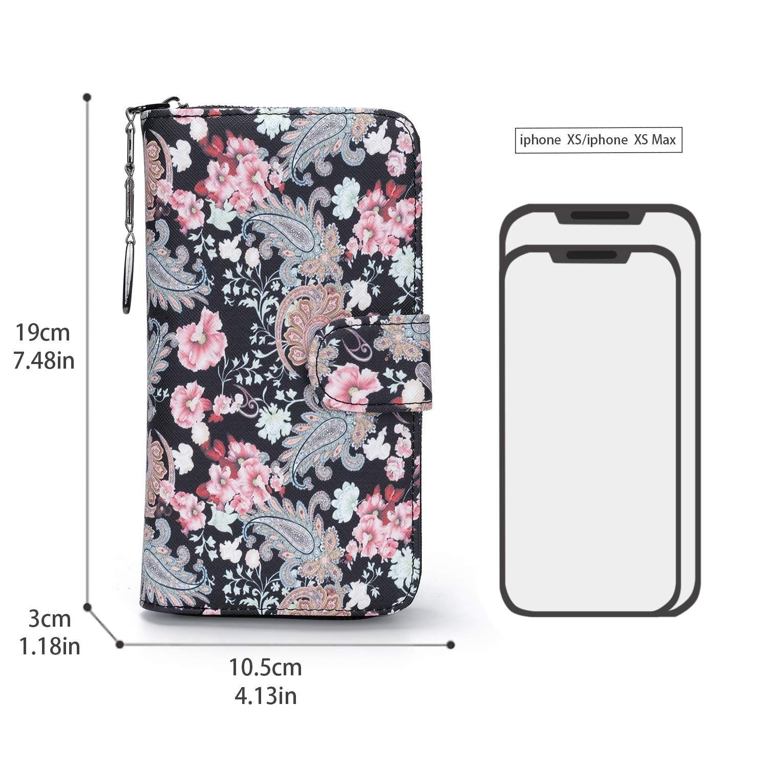 TAN.TOMI Geldbörse Geldbeutel mit Blumen- und Blütenmuster im Mandala Stil (Geldbeutel), Praktische Aufteilung mit viel Platz,Lange Brieftasche