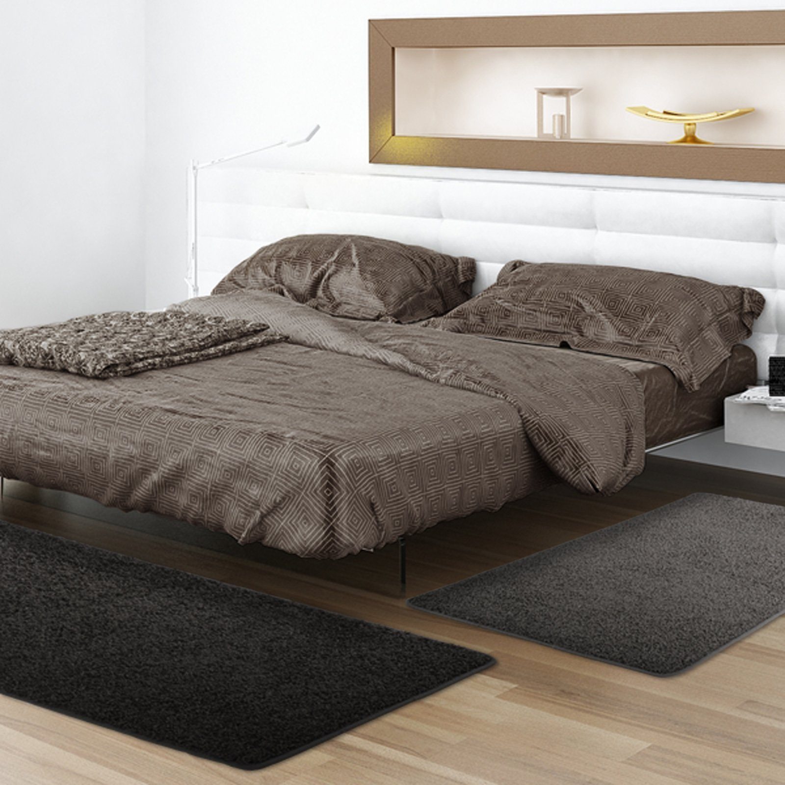 Hochflor-Bettumrandung Kleopatra, Teppichläufer, ideal im Schlafzimmer, viele Farben Karat, Höhe 9 mm, (3-tlg), Shaggy