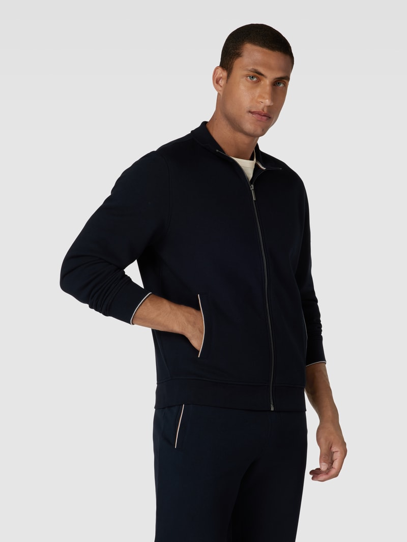 Sweatjacke mit Stehkragen in marineblau