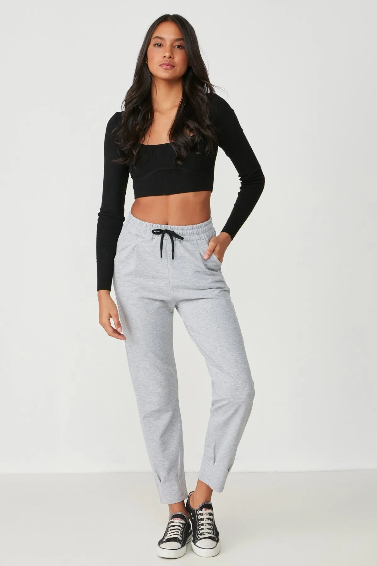 C&City  Jogginghose mit Falten an Taille und Bein 742 Grau