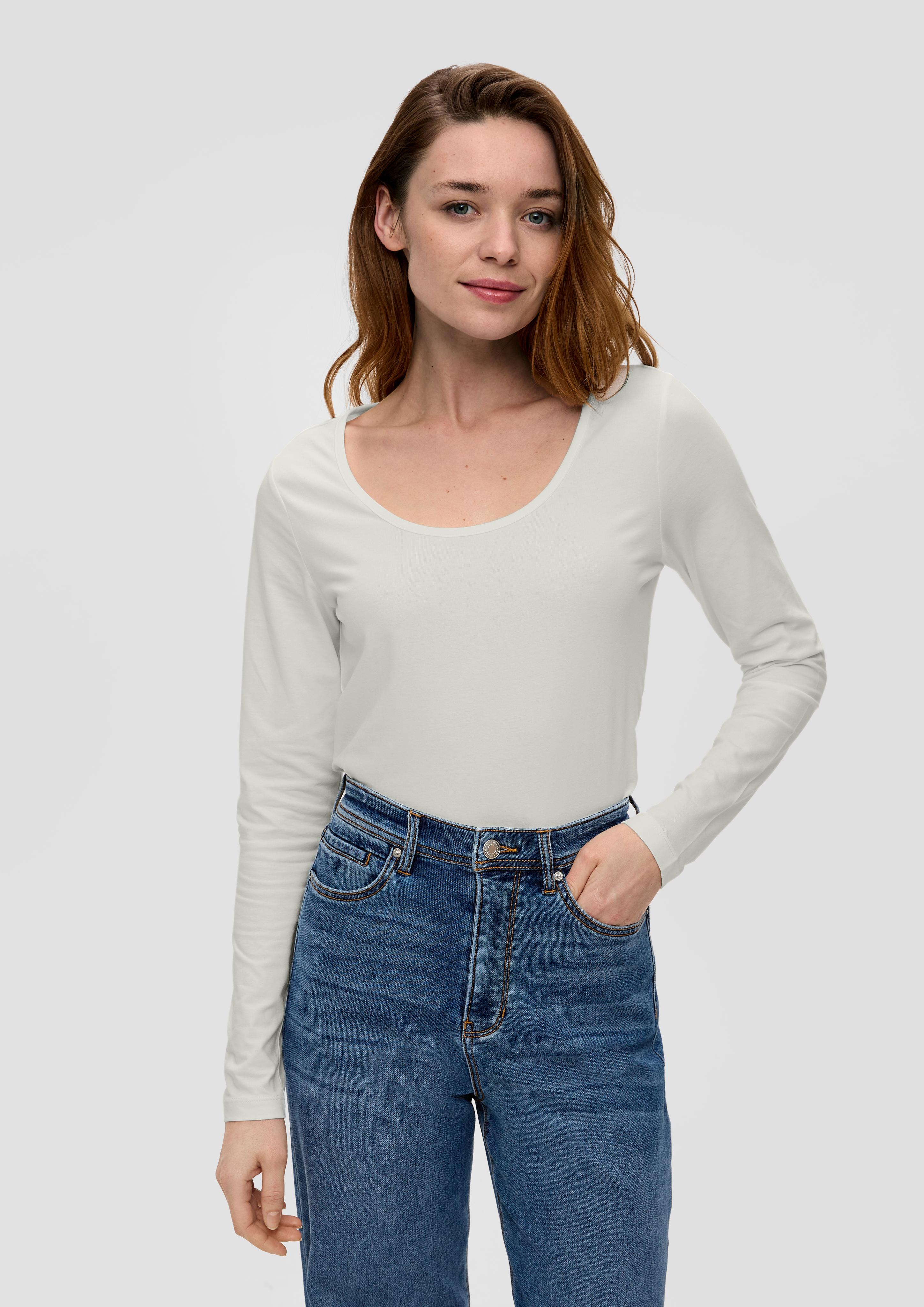 Langarmshirt mit tiefem Rundhalsausschnitt  2141909-0210