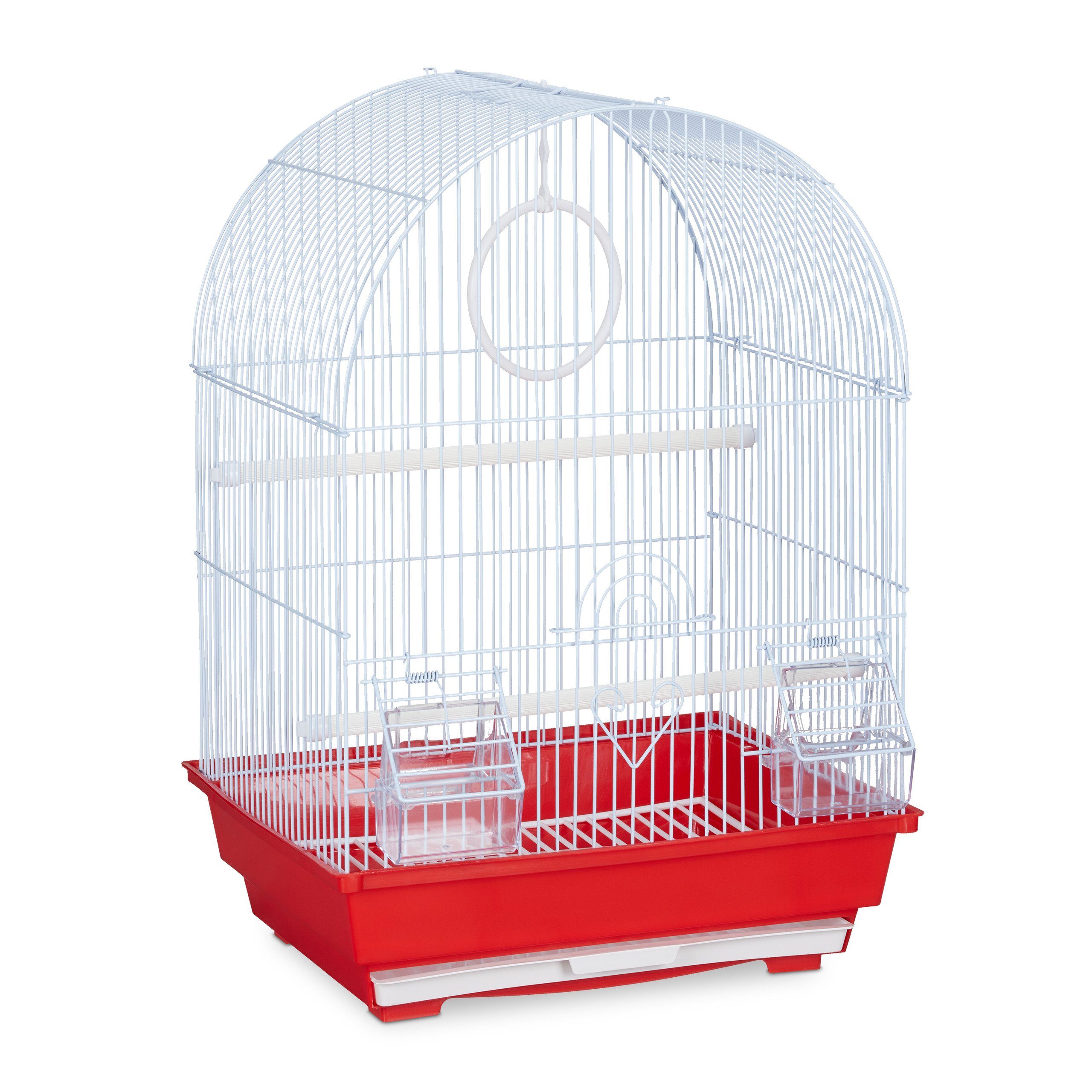 relaxdays Vogelkäfig Vogelkäfig mit Zubehör rot