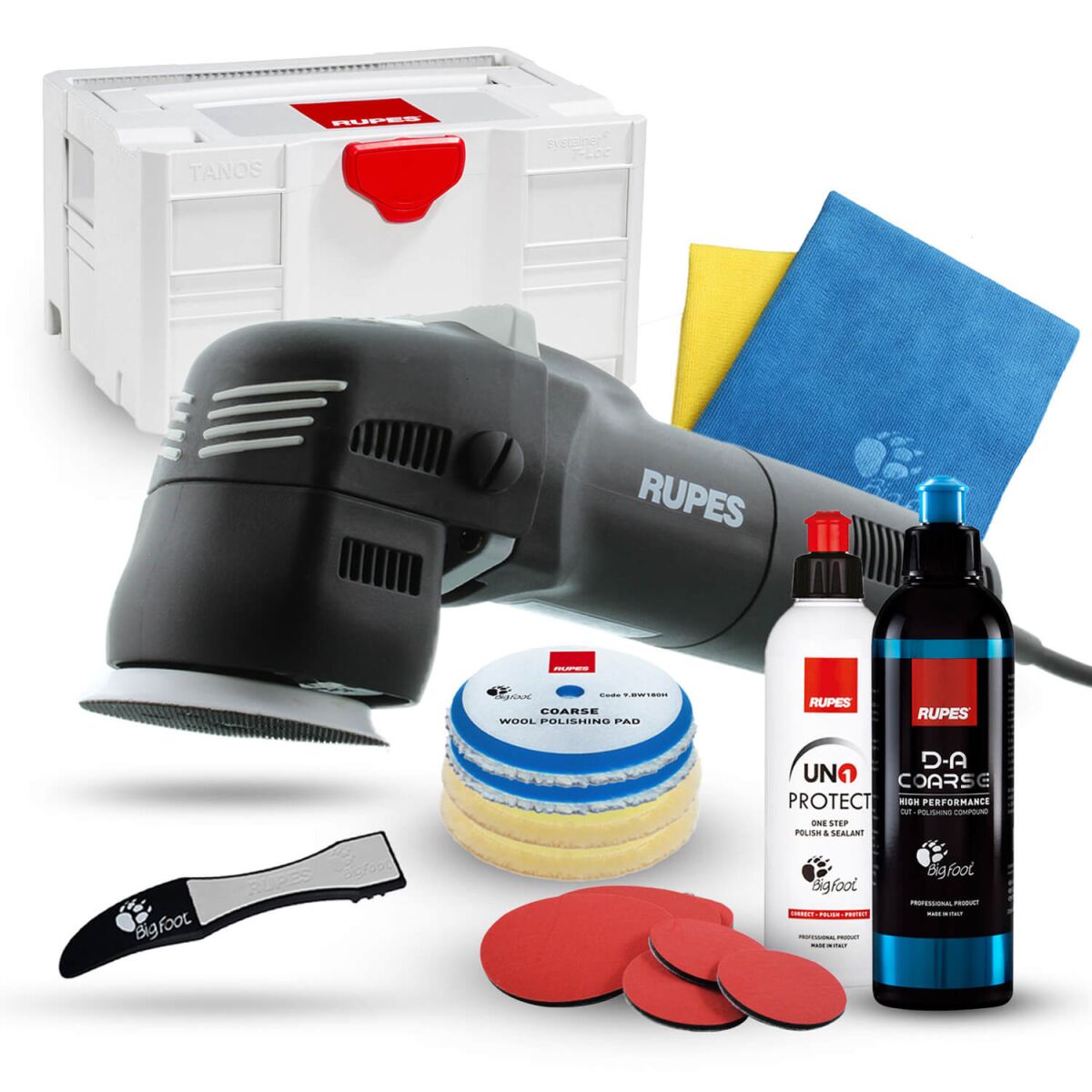 Rupes BigFoot LHR 75E Mini Exzenterpoliermaschine Systainer Kit, 17-teilig