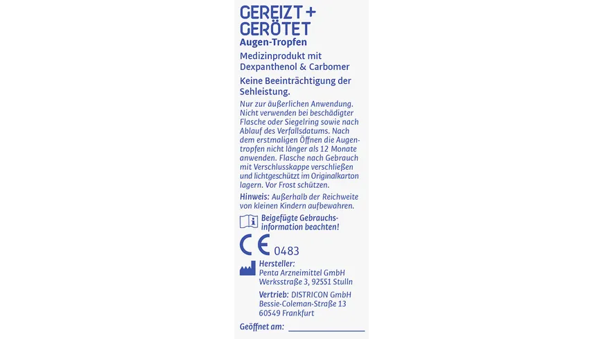 EyeMedica Augentropfen Gereizt + Gerötet 10 ml