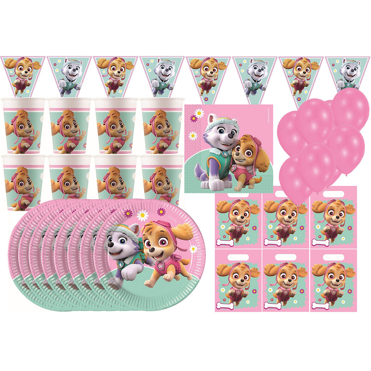 Kinderparty-Set Paw Patrol Skye - Kindergeburtstags-Set (68-teilig)