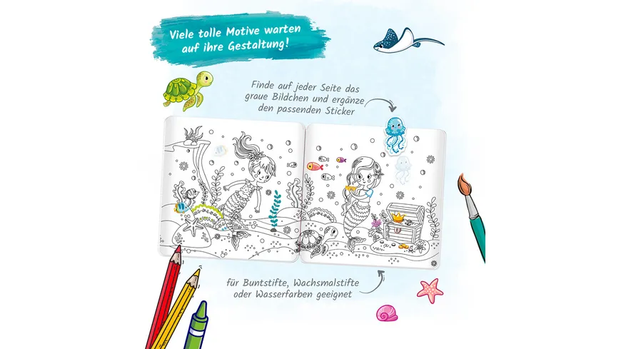 Trötsch Malbuch Stickermalbuch Meerjungfrauen
