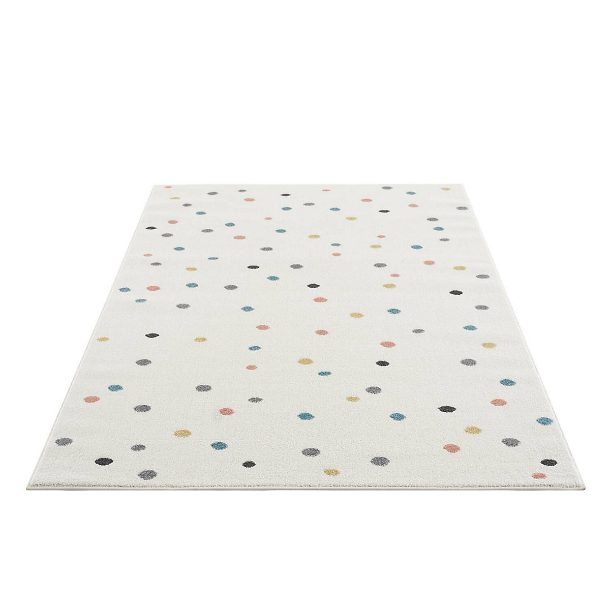 Kinderteppich Creme - Bunt Gepunktet - Kinderzimmer-Teppich Kurzflor