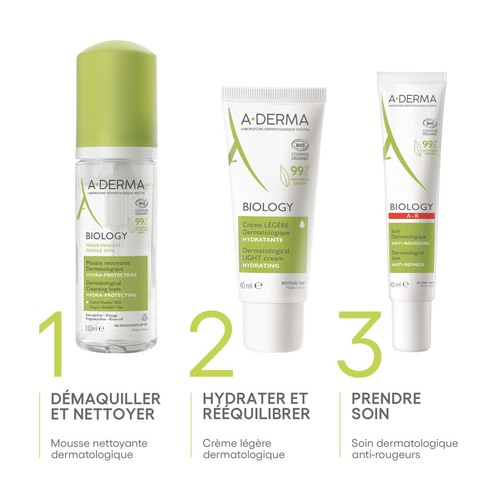 A-Derma Mousse nettoyante dermatologique hydra-p rotectrice BIOLOGY 150 ml Mousse nettoyante