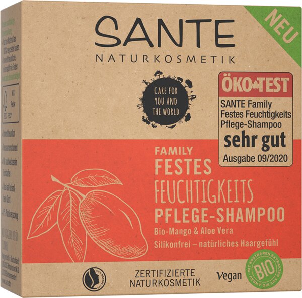 Sante FAMILY Festes Feuchtigkeits Pflege-Shampoo Bio-Mango & Aloe Vera Festes Shampoo