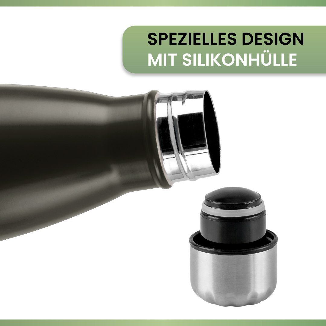 PORADA Isolierflasche Trinkflasche Edelstahl Thermoflasche Doppelwandig 350/500/750 ml, Edelstahl, rostfrei, Spülmaschinenfest