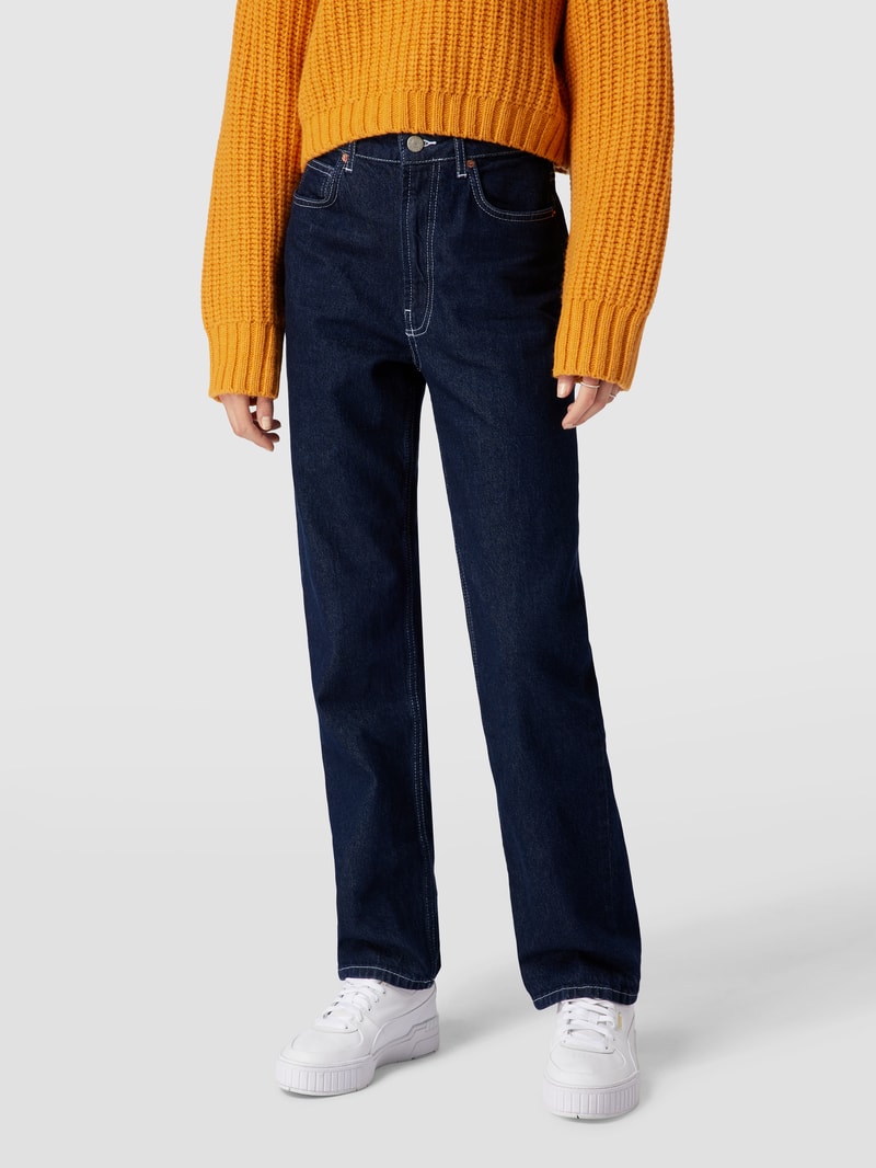 Bootcut Jeans mit Kontrastnähten in dunkelblau