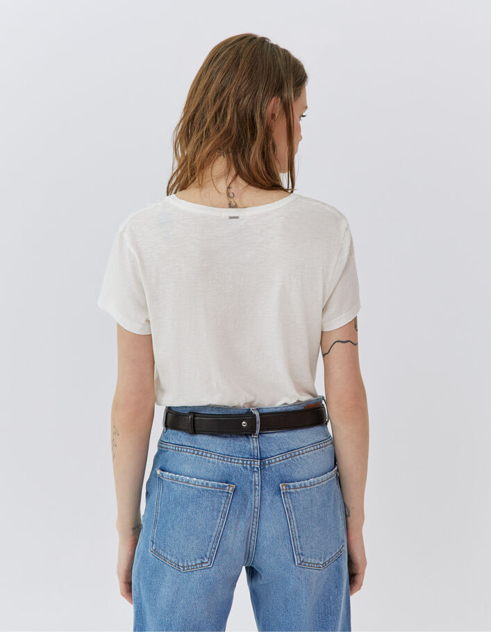 Tee-shirt blanc à visuel tête de mort couronnée Femme