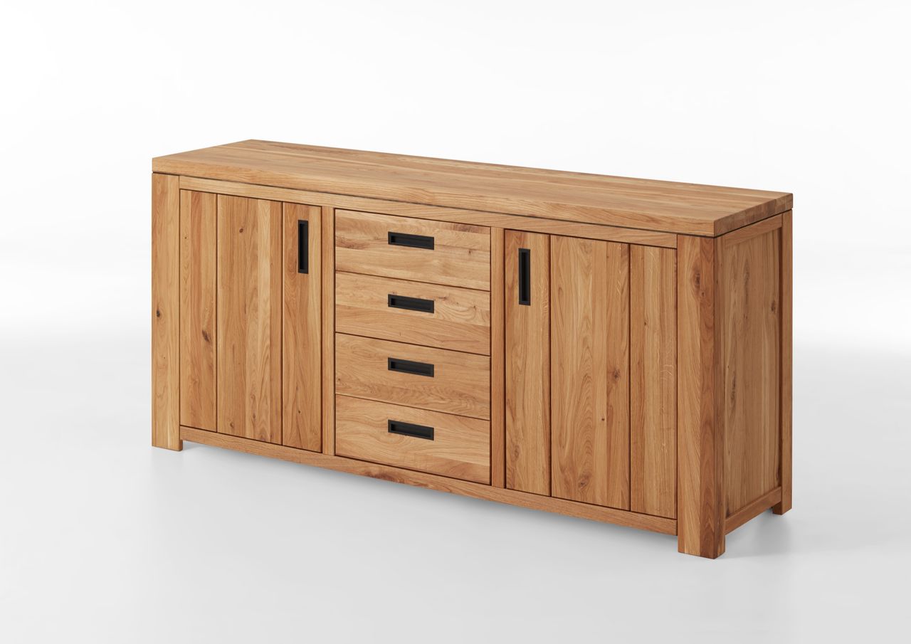 Relita Sideboard AMIGOS mit 2 Türen und 4 Schubladen Wildeiche geölt teilmassiv