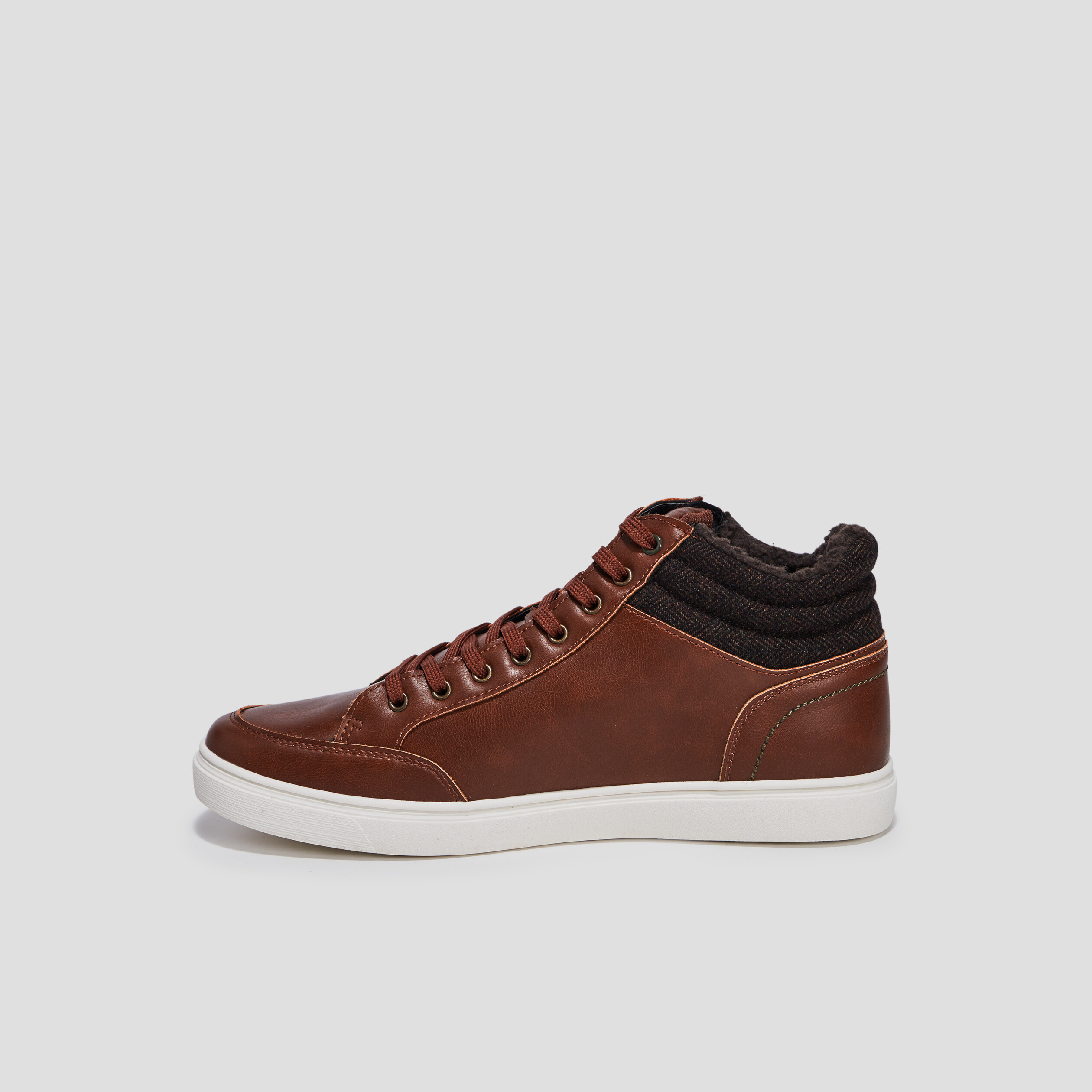 Baskets montantes à lacets marron cognac homme | La Halle