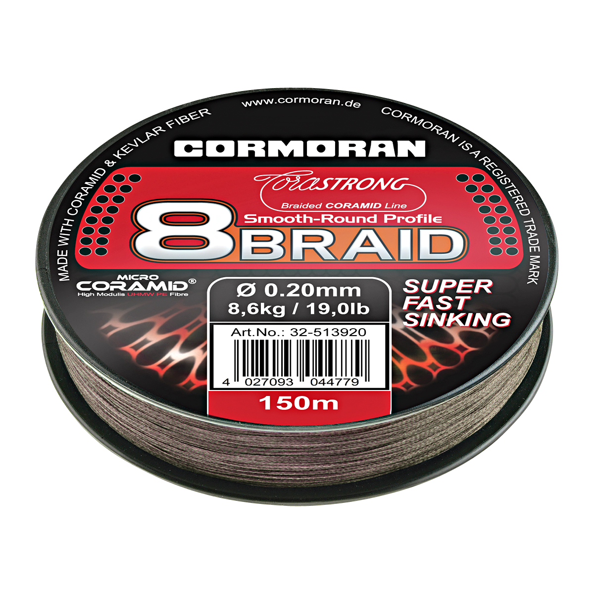 Cormoran Angelschnur Corastrong 8-Braid Super Fast Sinking (dunkelbraun)