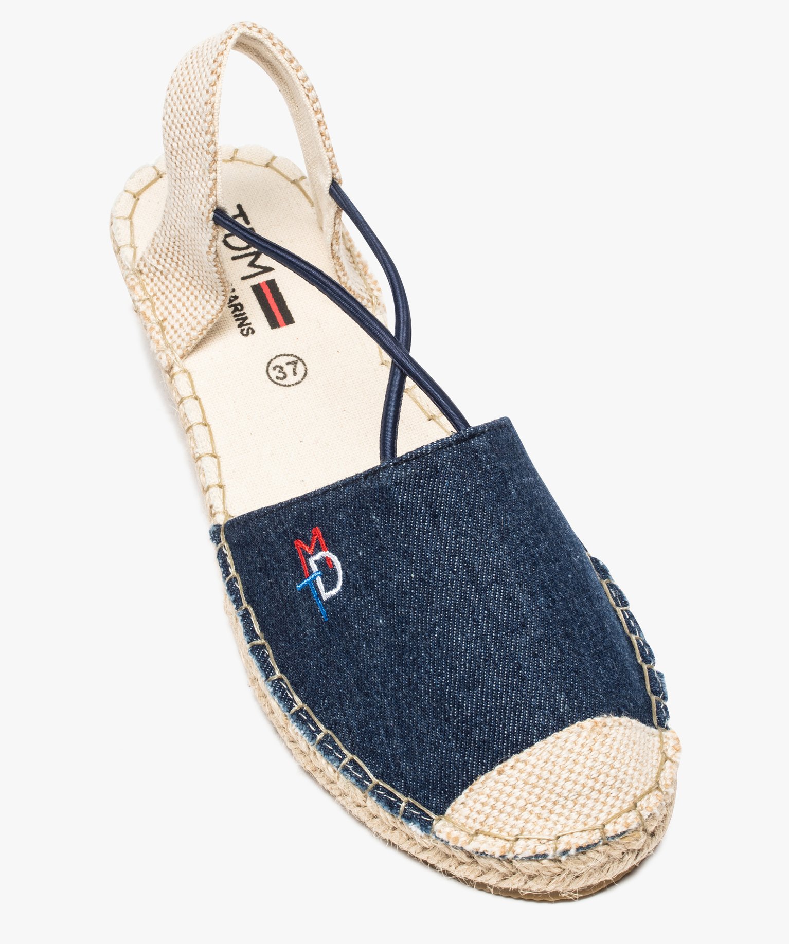 Sandales femme en toile à talon compensé – Terre de Marins bleu | GEMO