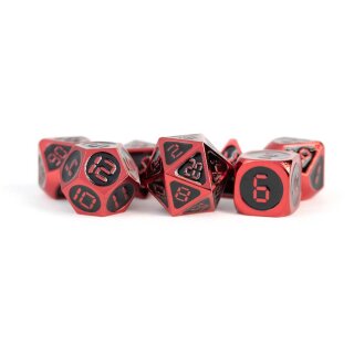Digital Enamel Metal Dice Set, 16mm Red with Black Enamel