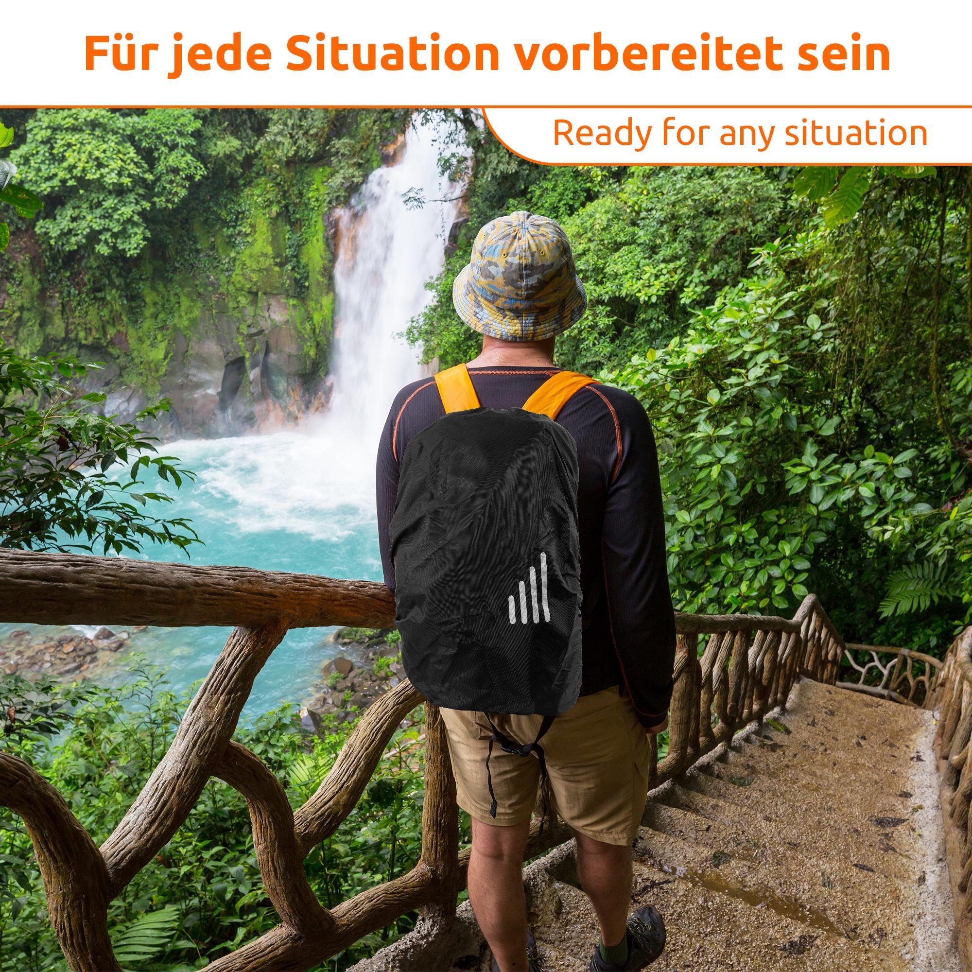 ECENCE Rucksack-Regenschutz 1x Regenschutz Rucksack 35-45L mit Schwarz