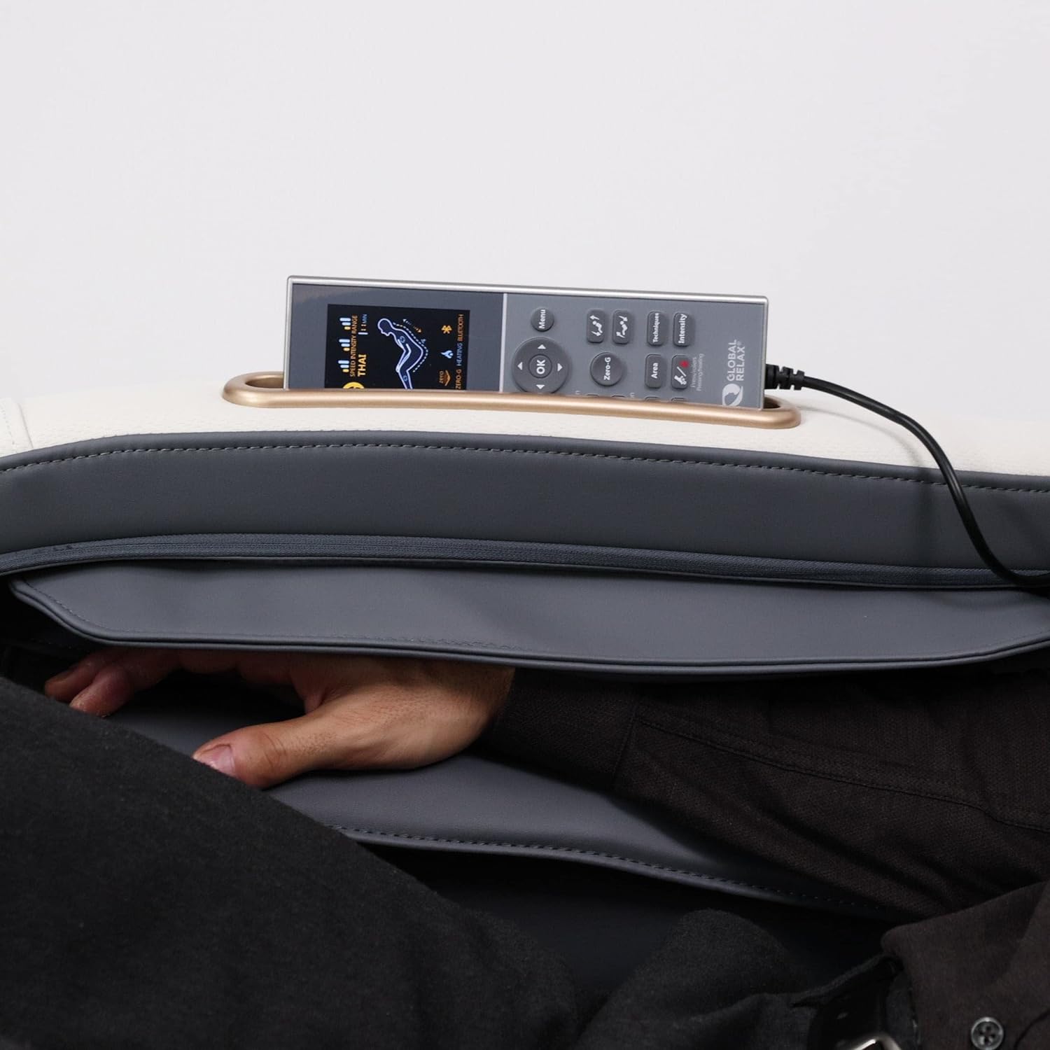 GLOBAL RELAX | KENSHO® Plus | Sillón Masaje Azul Grisaceo | 7 Programas | Presoterapia de Aire, Reflexoterapia de Pies, Termoterapia Espalda, Gravedad y Espacio Cero| Sonido Envolvente 3D | Bluetooth