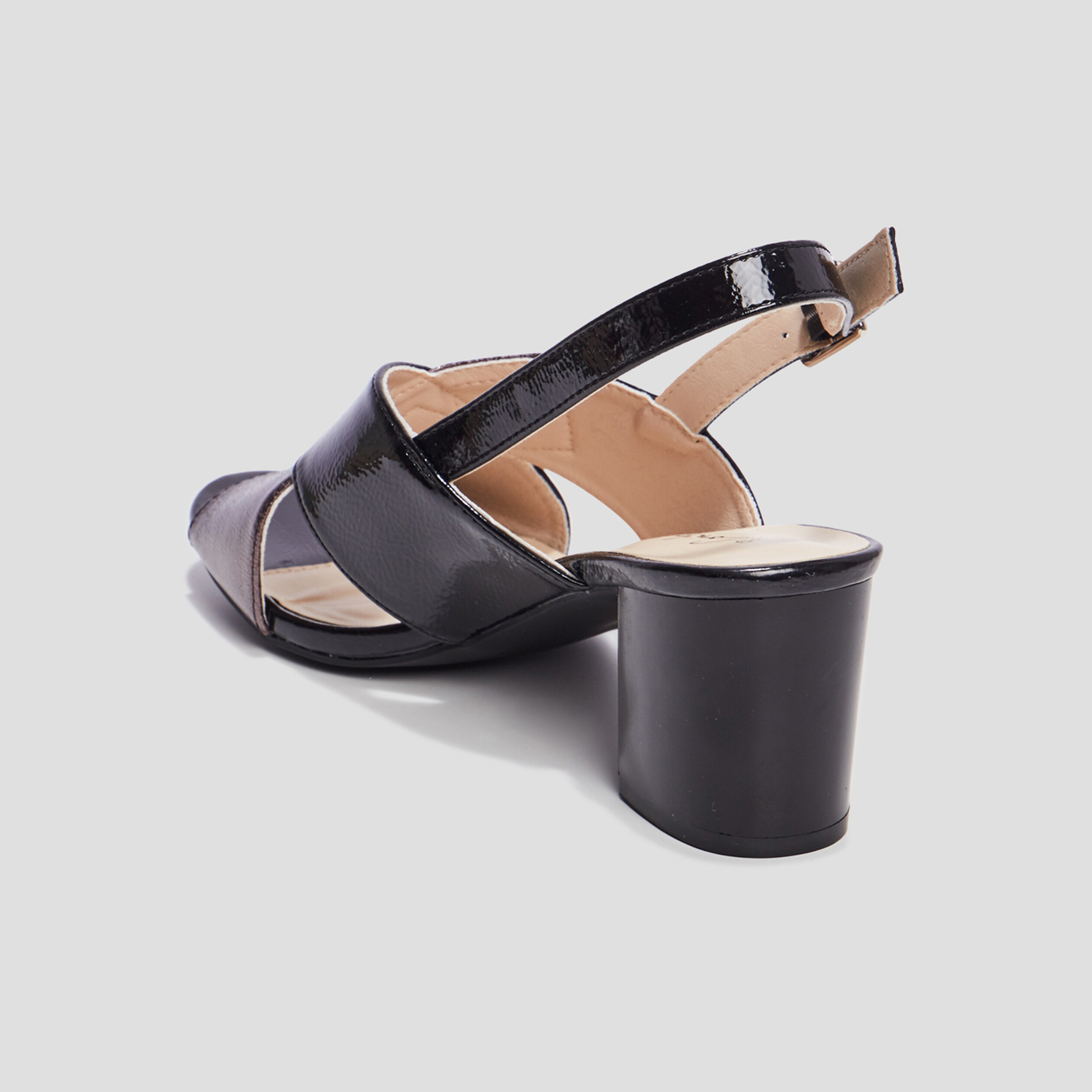 Sandales à talons pied large noir femme | La Halle