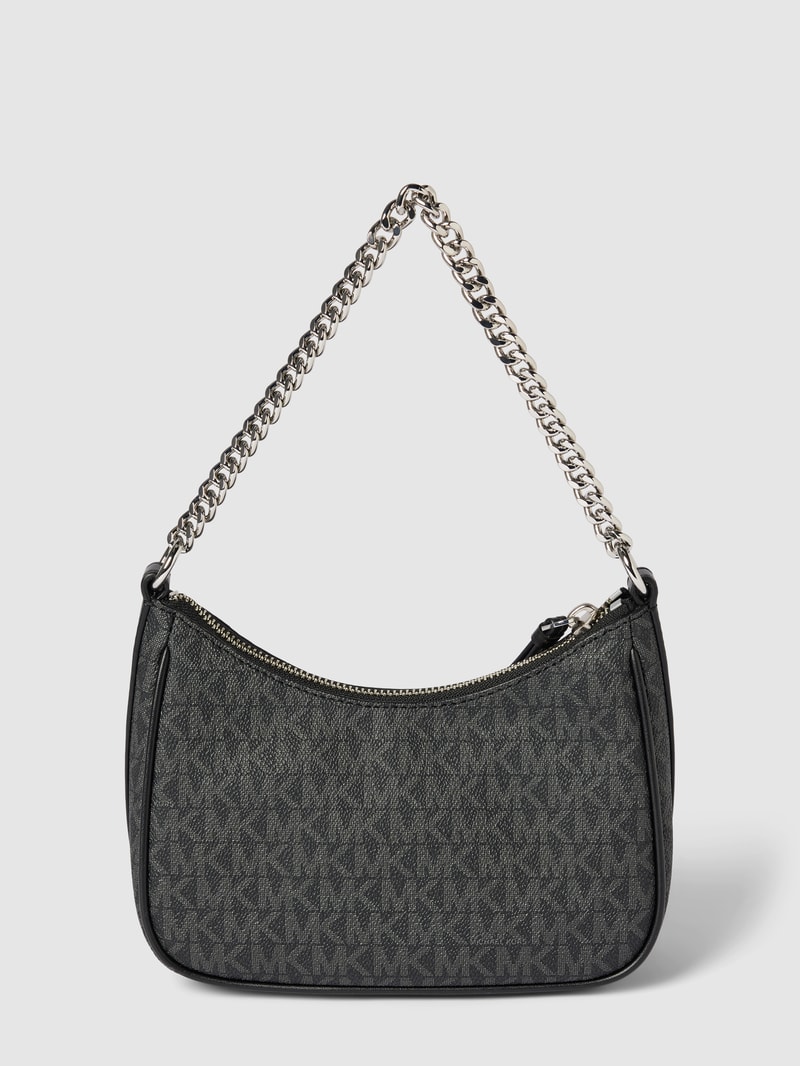 Handtasche mit Allover-Label-Print Modell 'JET SET' in black