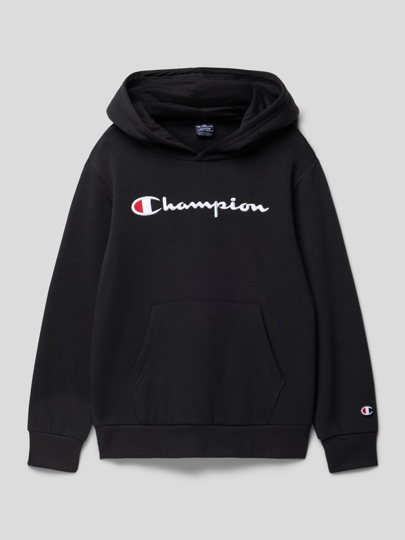 Hoodie mit Label-Stitching in schwarz