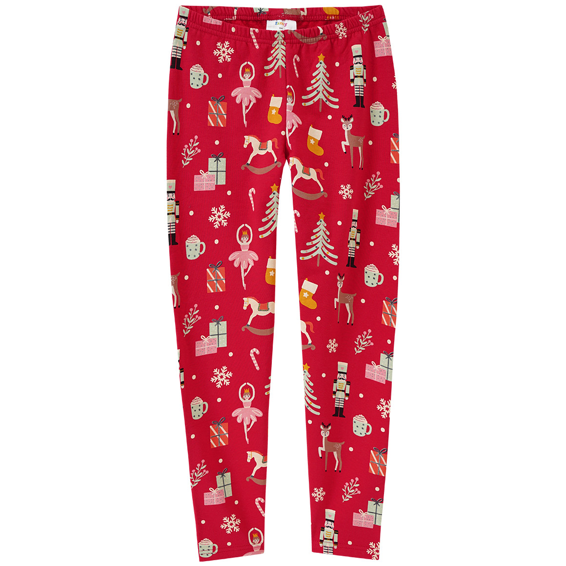 Mädchen Weihnachtsleggings mit bunten Motiven rot