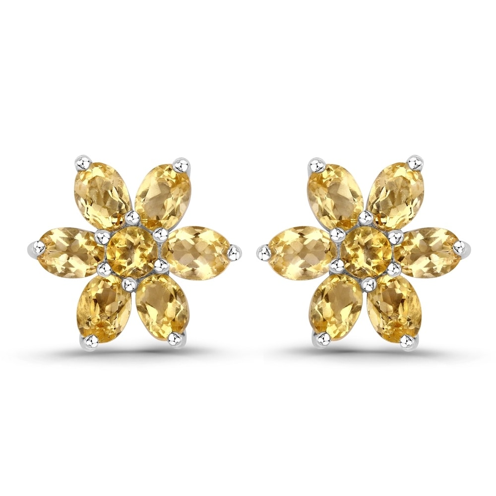 Rafaela Donata Boucles doreilles Fleur Argent sterling Citrine en Argent Bijoux