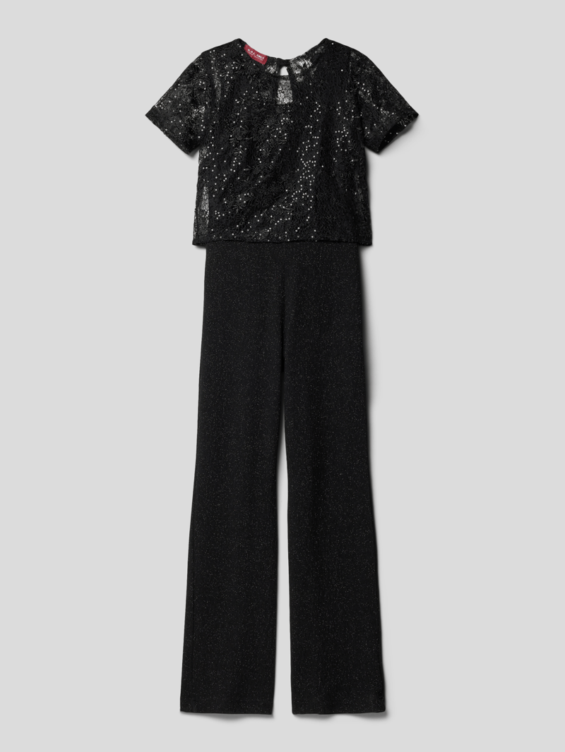 Jumpsuit mit Effektgarn in schwarz